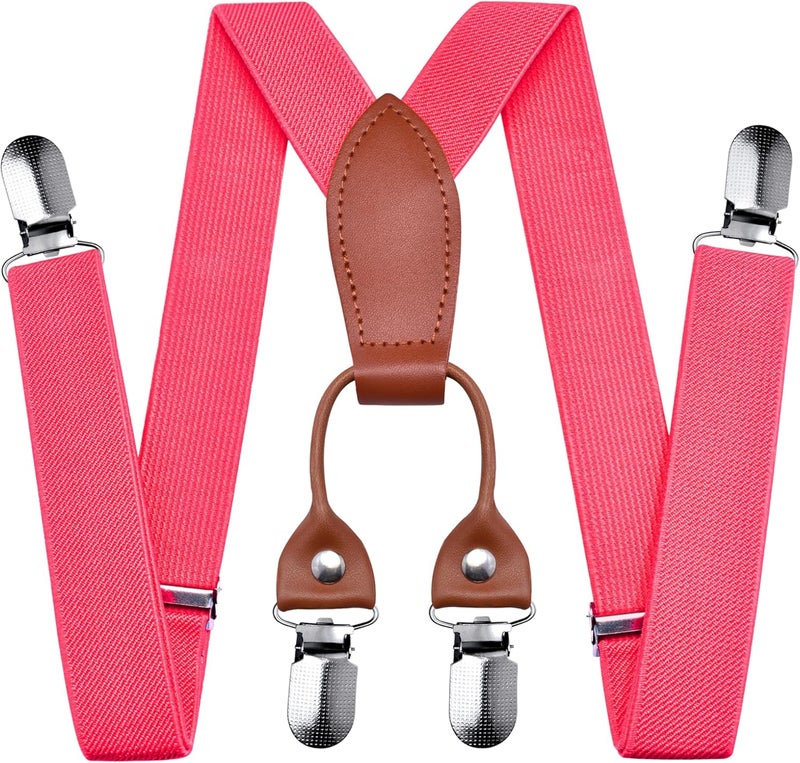 Branduce Solid Color Baby Boy Suspender with 4 Strong Clips Adjustable Kids Y Back Suspenders - Image 1